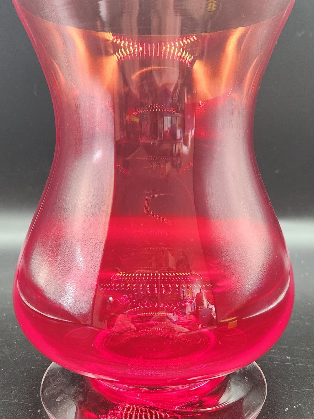 Vintage PartyLite Garnet Red Hurricane Blown Glass Vase